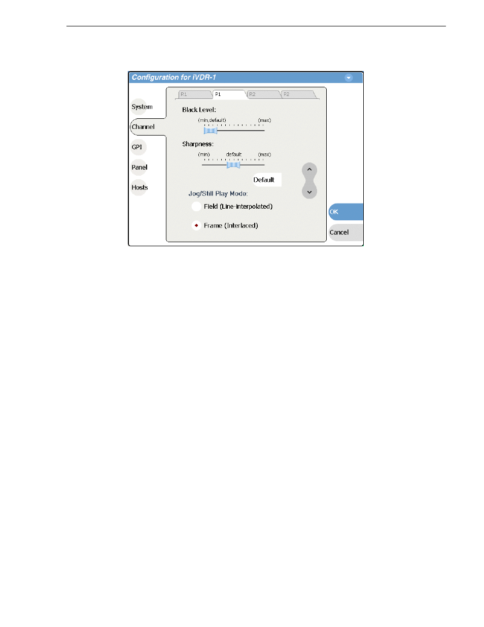 Selecting the jog/still-play mode setting | Grass Valley M-Series iVDR User Manual v.2.0.10 User Manual | Page 115 / 324