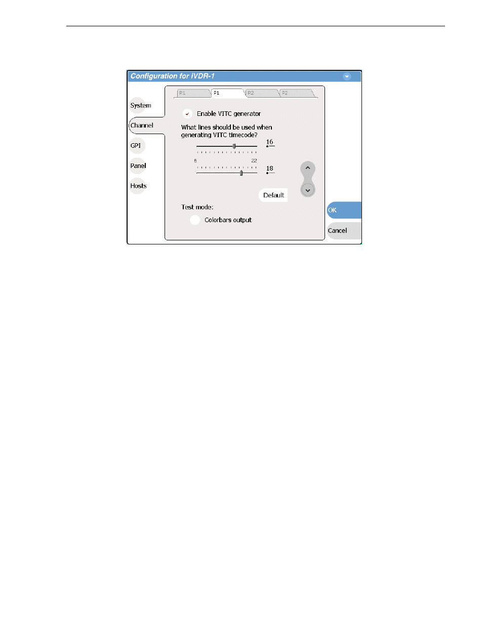 Displaying colorbars | Grass Valley M-Series iVDR User Manual v.2.0.10 User Manual | Page 117 / 324