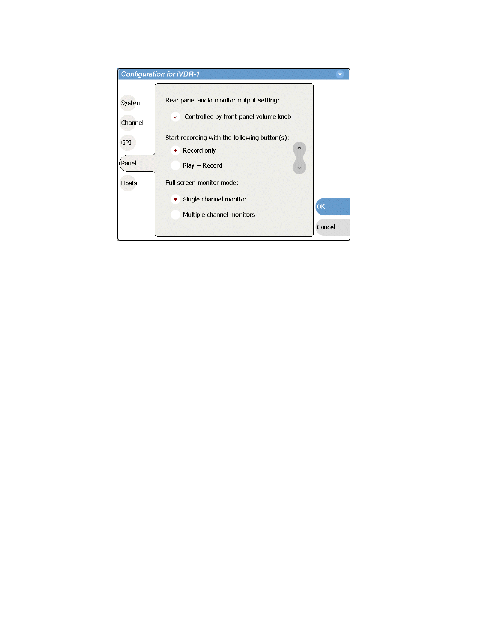 Selecting full screen monitor mode | Grass Valley M-Series iVDR User Manual v.2.0.10 User Manual | Page 128 / 324
