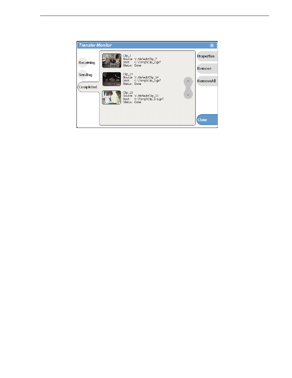 Viewing transfer jobs in transfer monitor | Grass Valley M-Series iVDR User Manual v.2.0.10 User Manual | Page 269 / 324