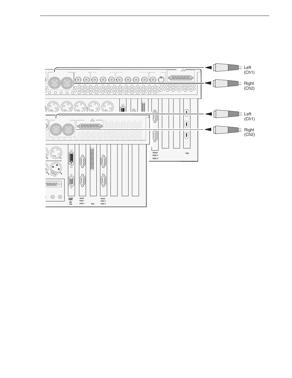 Audio monitoring connections, Connect audio monitor as shown, Left (ch1) right (ch2) | Grass Valley M-Series iVDR User Manual v.2.0.10 User Manual | Page 27 / 324