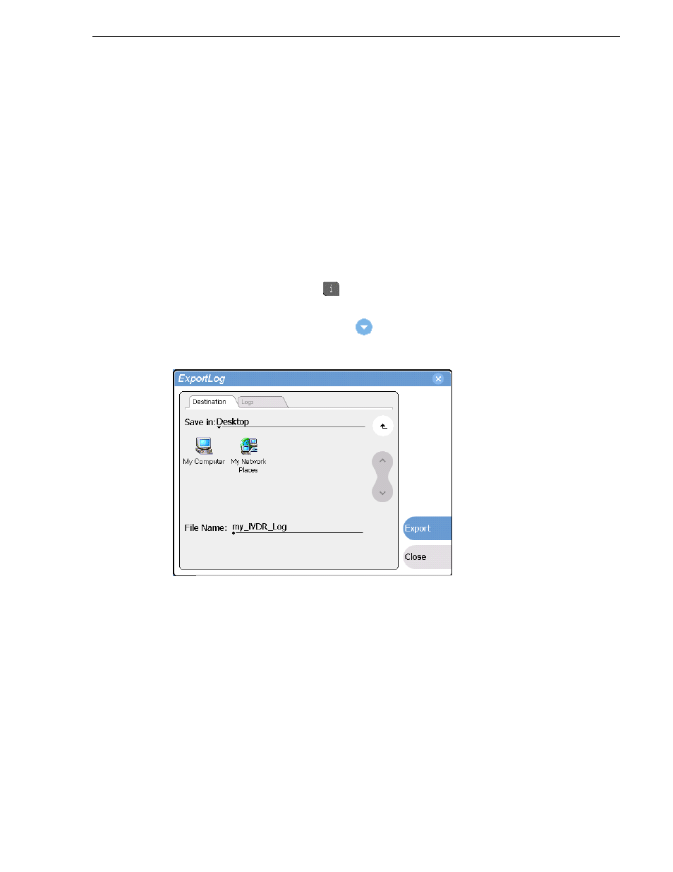 Exporting log files, Exporting log files using the statuspane | Grass Valley M-Series iVDR User Manual v.2.0.10 User Manual | Page 91 / 324