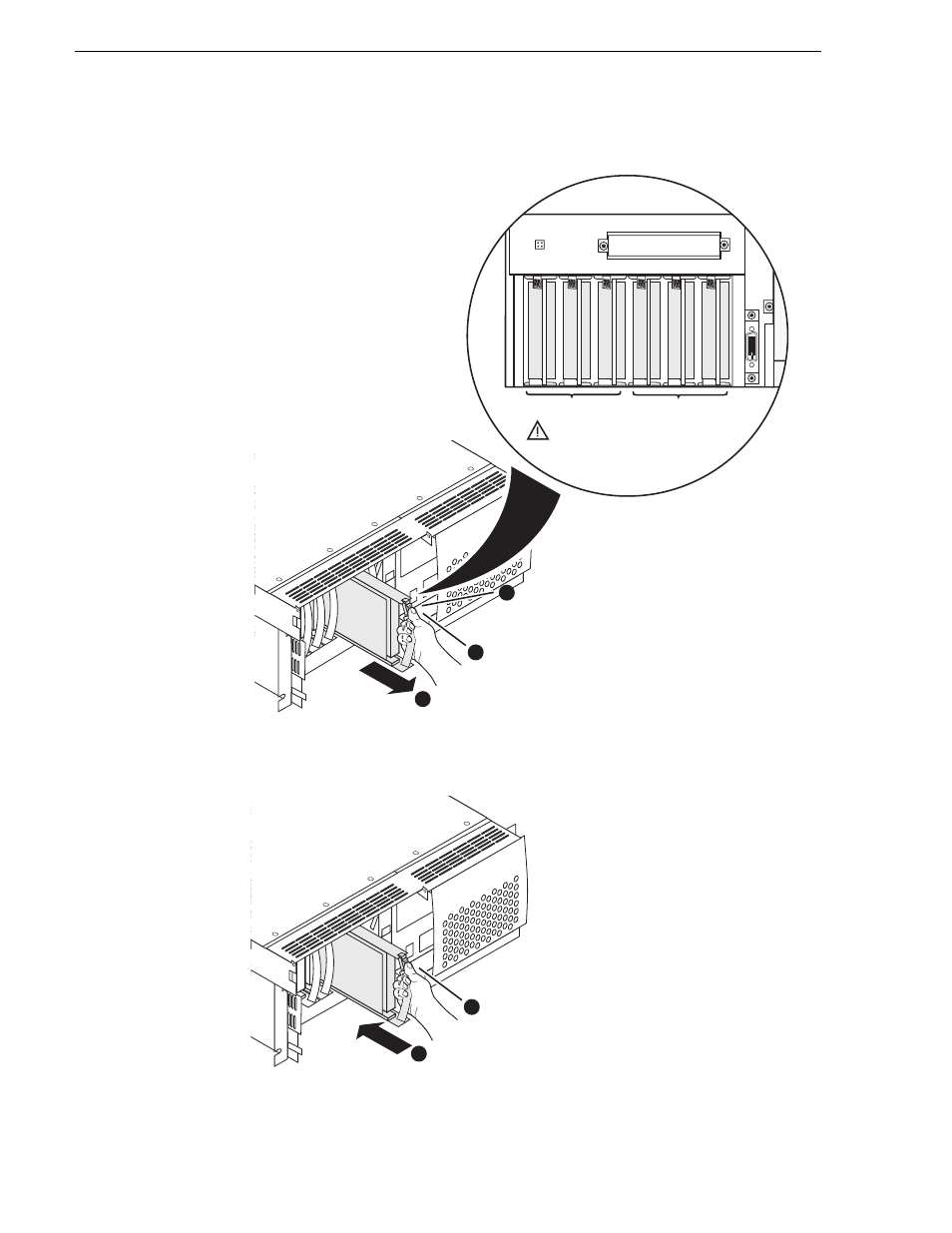 Remove existing disk modules, Insert new disk modules, Chapter 4 installing the media disk upgrade | Grass Valley M-Series iVDR Upgrade Kit Installation User Manual | Page 36 / 50