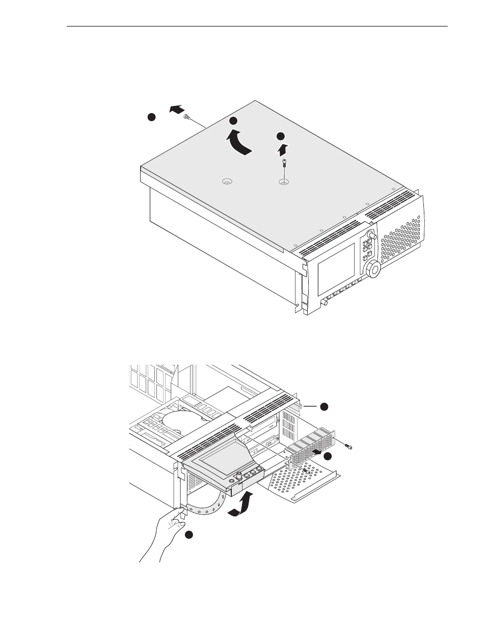 Remove the ivdr top cover, Remove the top drive bay emi shield | Grass Valley M-Series iVDR Upgrade Kit Installation User Manual | Page 47 / 50