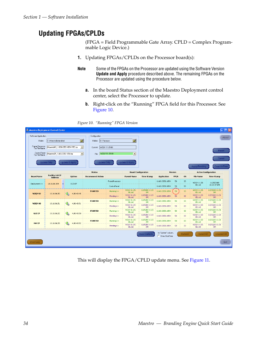 Updating fpgas/cplds | Grass Valley Maestro Master Control Branding Engine v.1.6.0 User Manual | Page 34 / 78