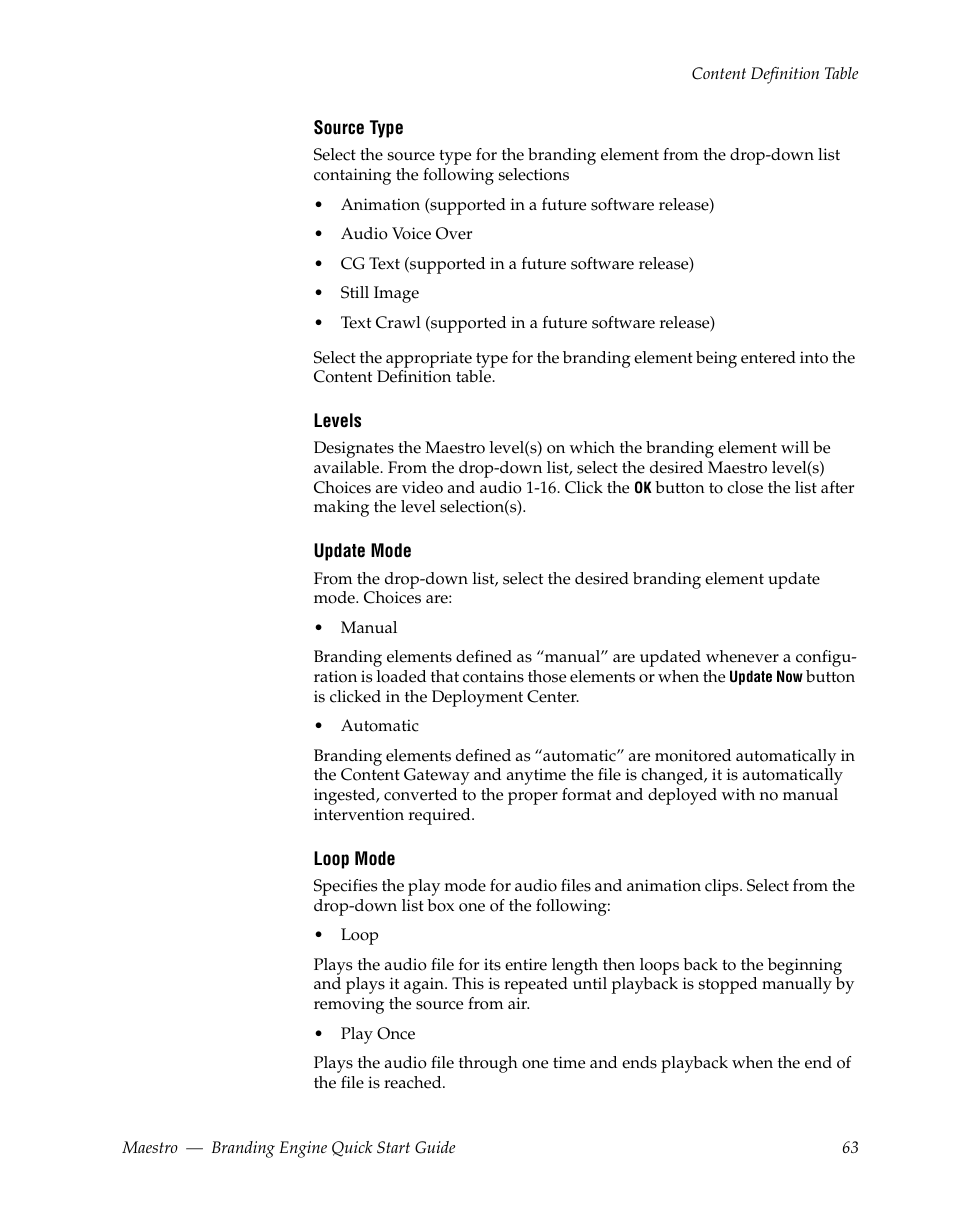 Grass Valley Maestro Master Control Branding Engine v.1.6.0 User Manual | Page 63 / 78