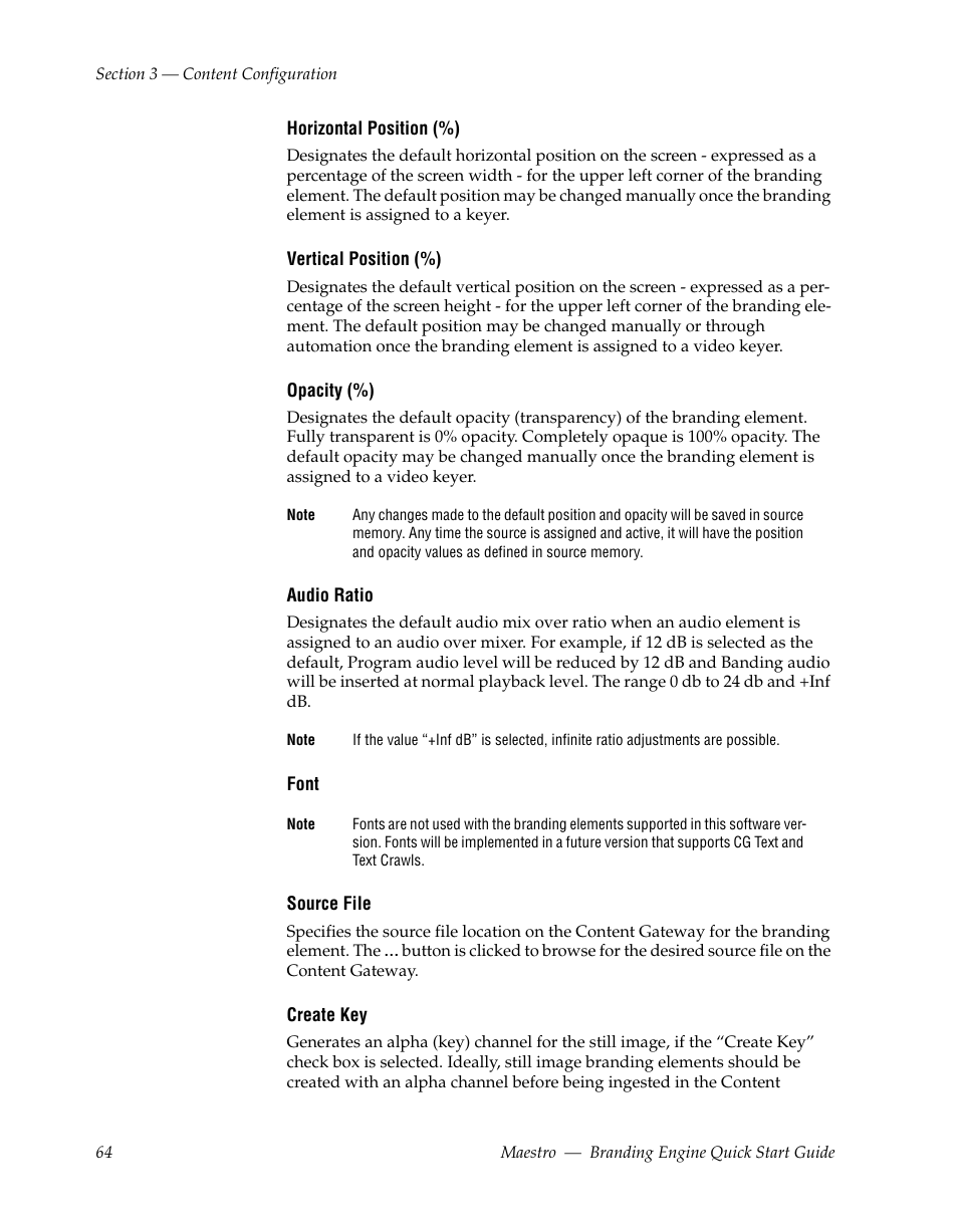 Grass Valley Maestro Master Control Branding Engine v.1.6.0 User Manual | Page 64 / 78
