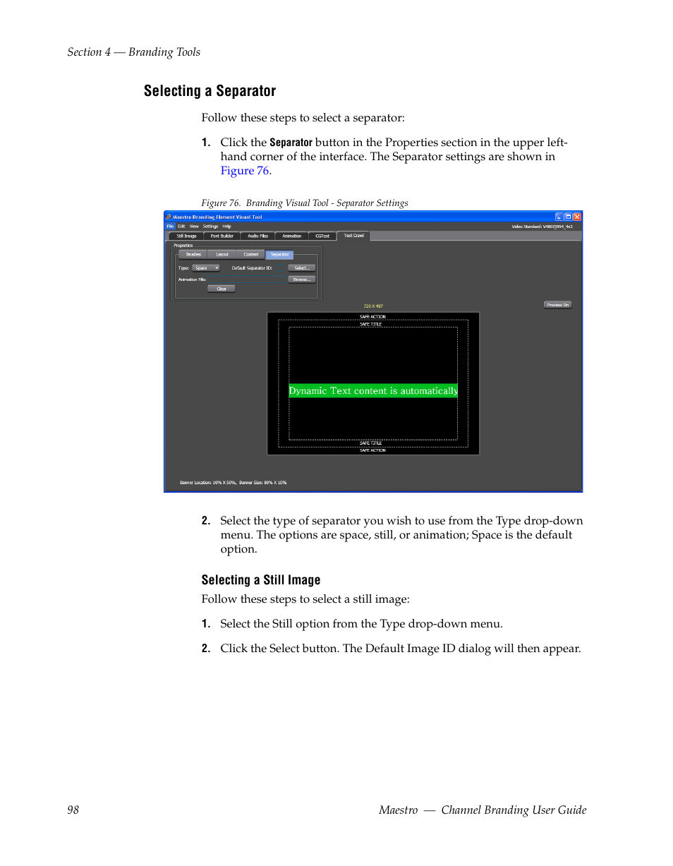 Selecting a separator | Grass Valley Maestro Master Control v.1.7 User Manual | Page 102 / 234