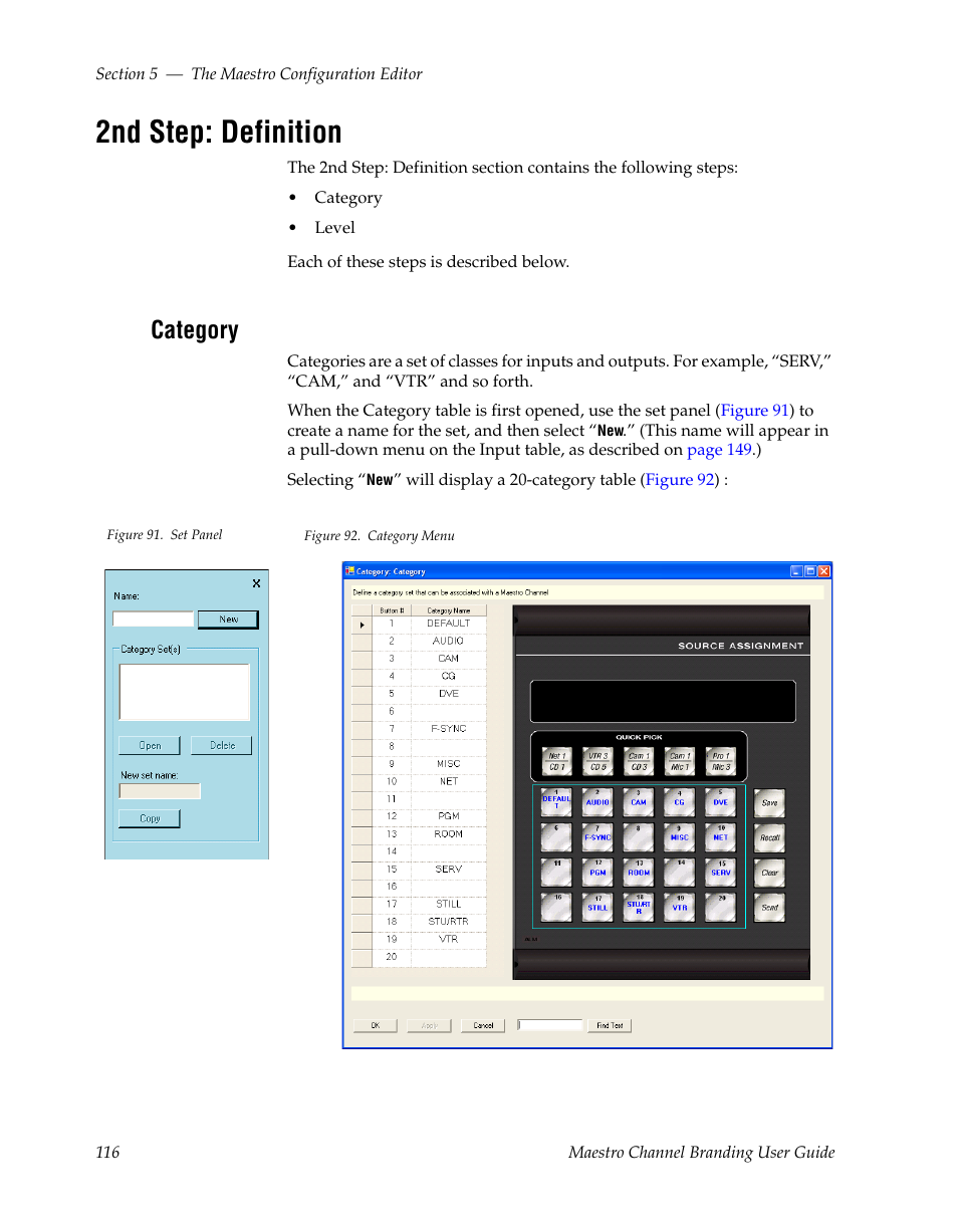 2nd step: definition, Category | Grass Valley Maestro Master Control v.1.7 User Manual | Page 120 / 234