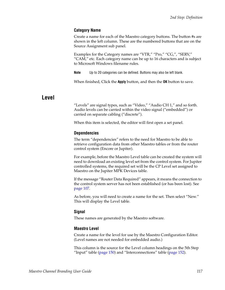 Level | Grass Valley Maestro Master Control v.1.7 User Manual | Page 121 / 234