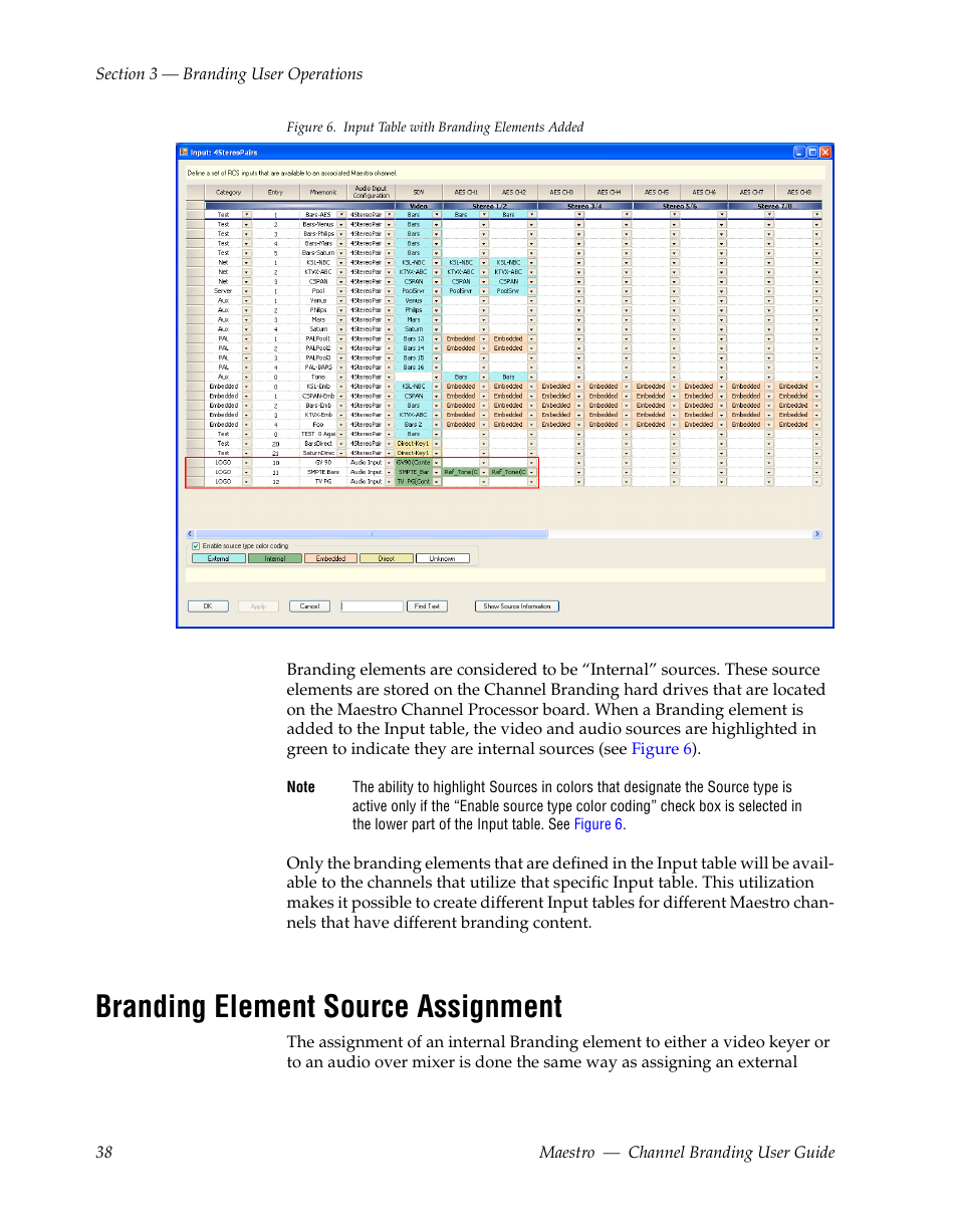 Branding element source assignment | Grass Valley Maestro Master Control v.1.7 User Manual | Page 42 / 234