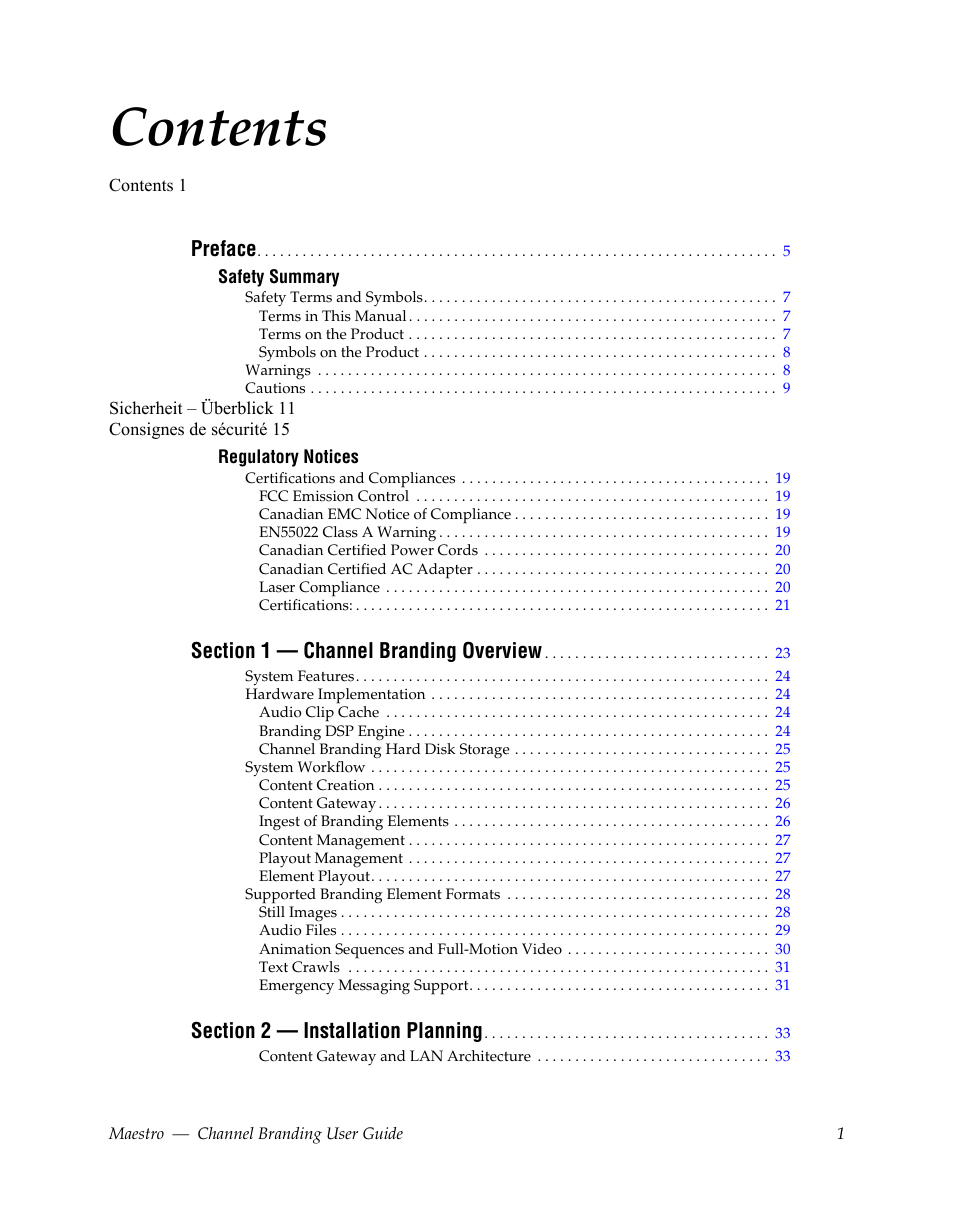 Grass Valley Maestro Master Control v.1.7 User Manual | Page 5 / 234