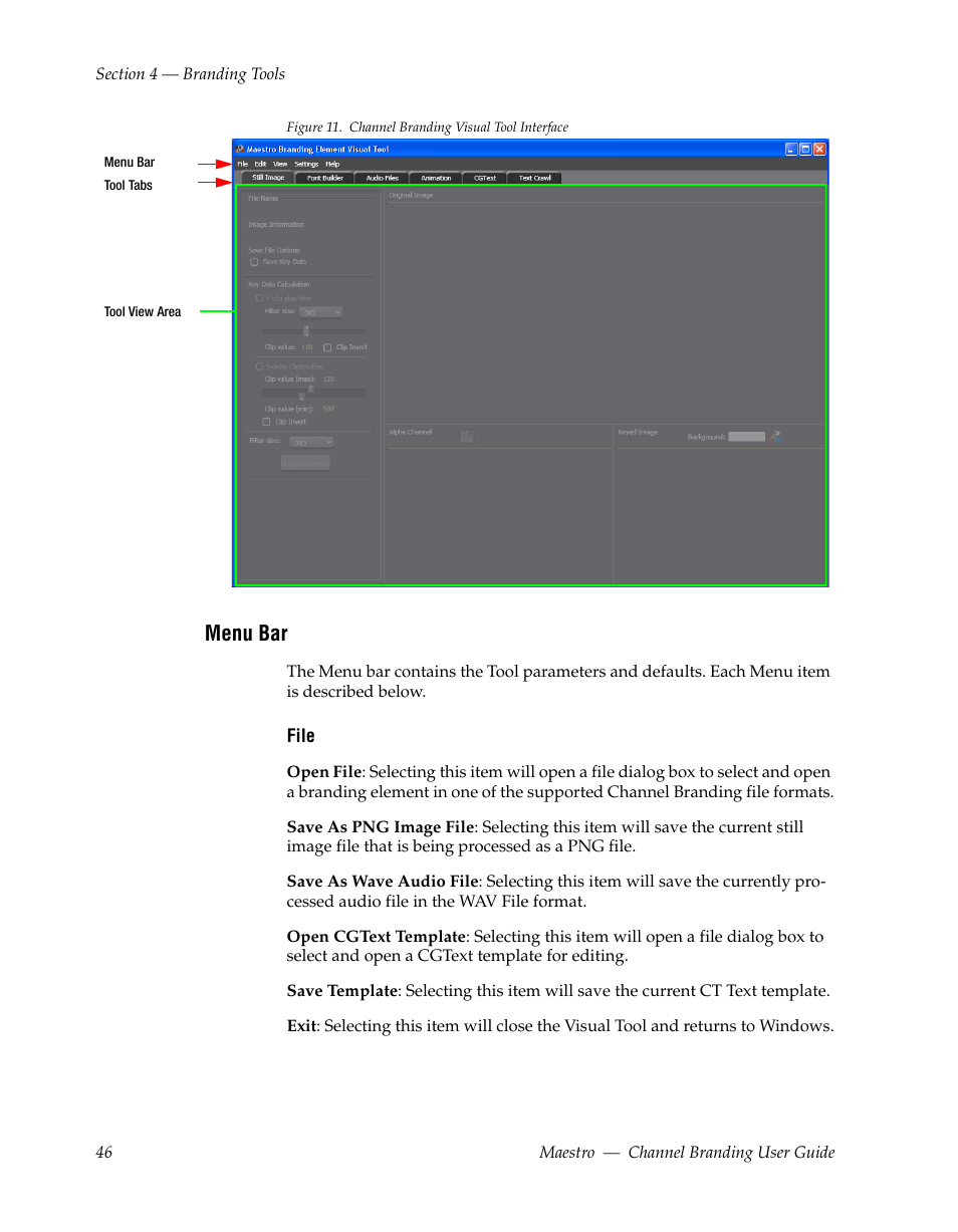 Menu bar | Grass Valley Maestro Master Control v.1.7 User Manual | Page 50 / 234