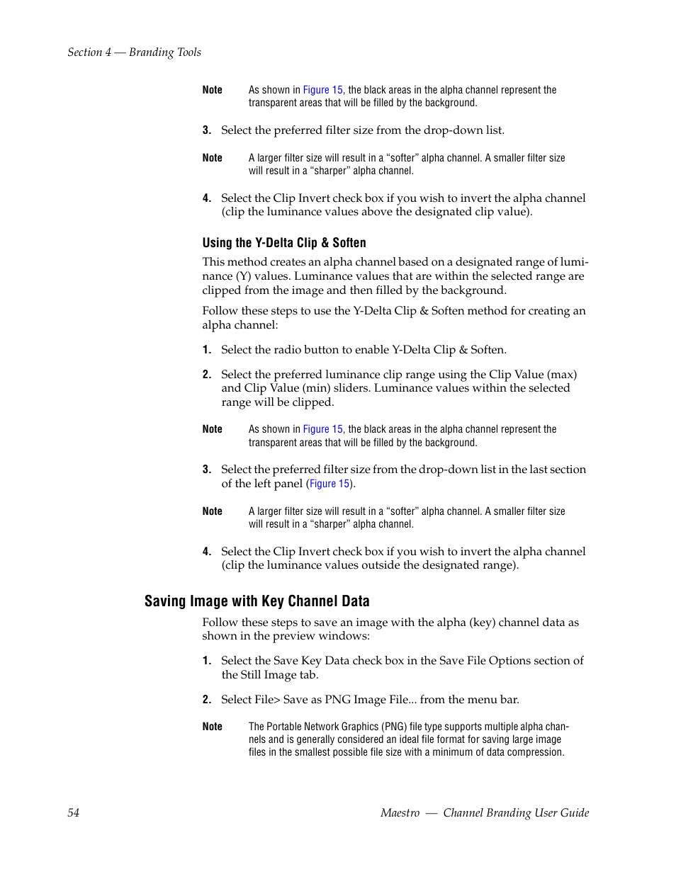 Saving image with key channel data | Grass Valley Maestro Master Control v.1.7 User Manual | Page 58 / 234