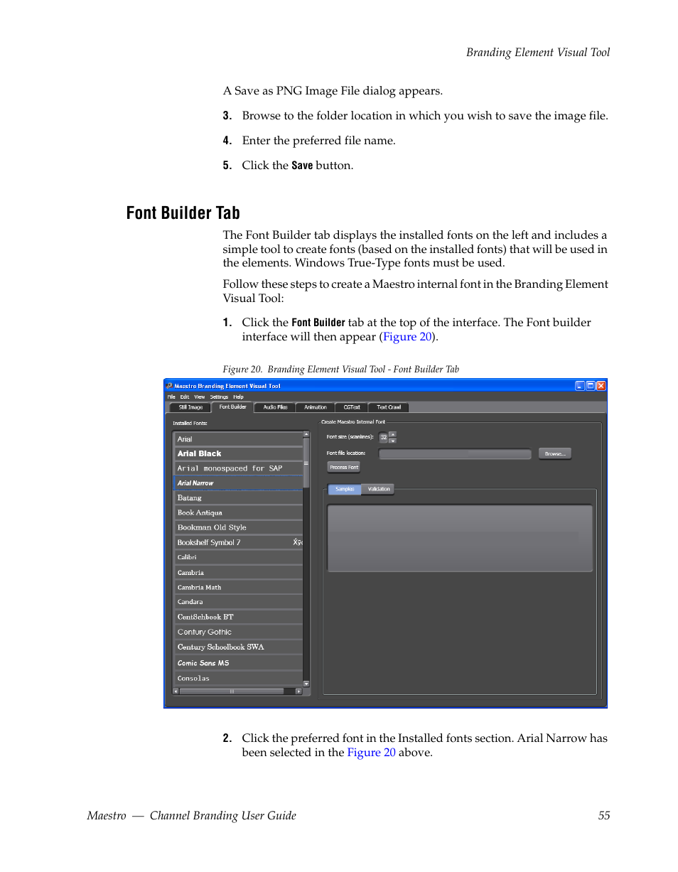 Font builder tab | Grass Valley Maestro Master Control v.1.7 User Manual | Page 59 / 234