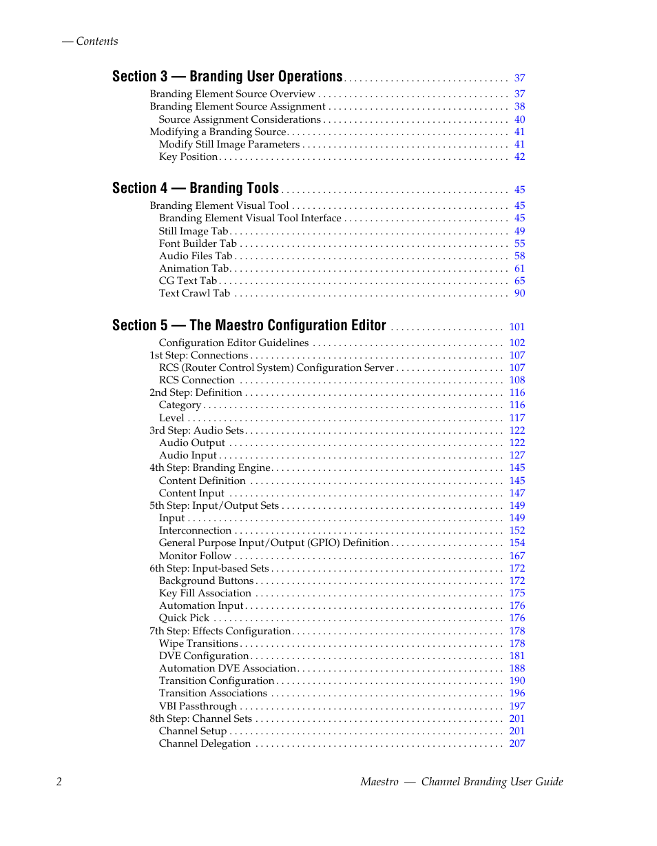 Grass Valley Maestro Master Control v.1.7 User Manual | Page 6 / 234