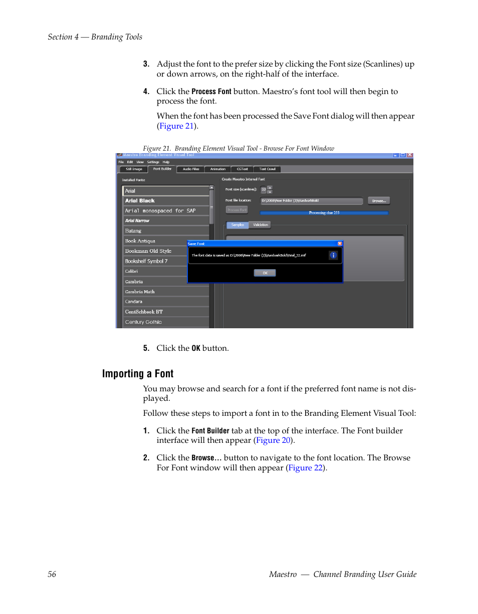 Importing a font | Grass Valley Maestro Master Control v.1.7 User Manual | Page 60 / 234