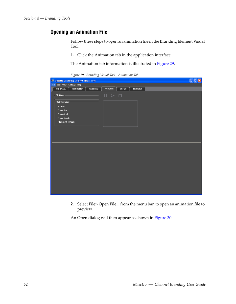 Opening an animation file | Grass Valley Maestro Master Control v.1.7 User Manual | Page 66 / 234