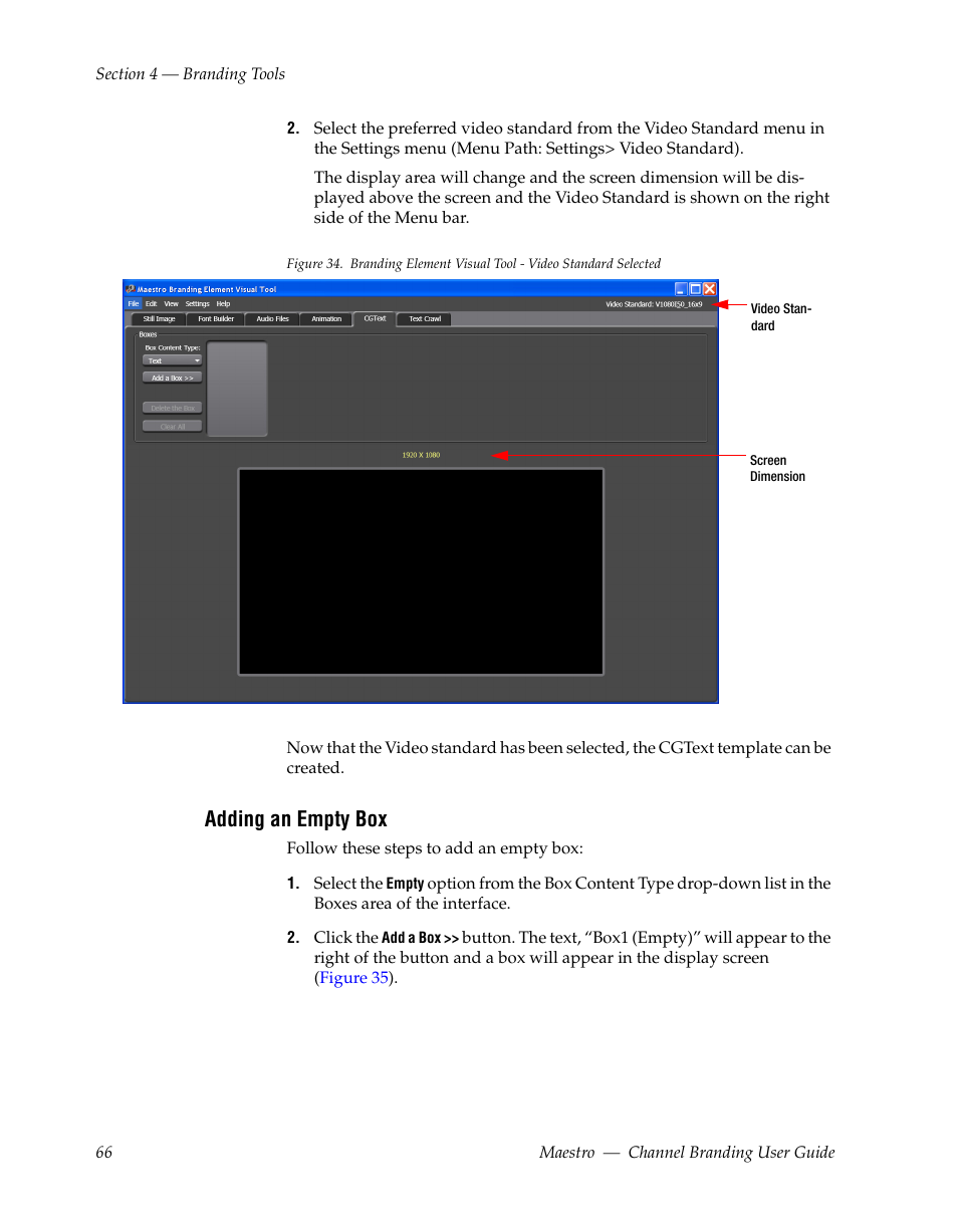 Adding an empty box | Grass Valley Maestro Master Control v.1.7 User Manual | Page 70 / 234