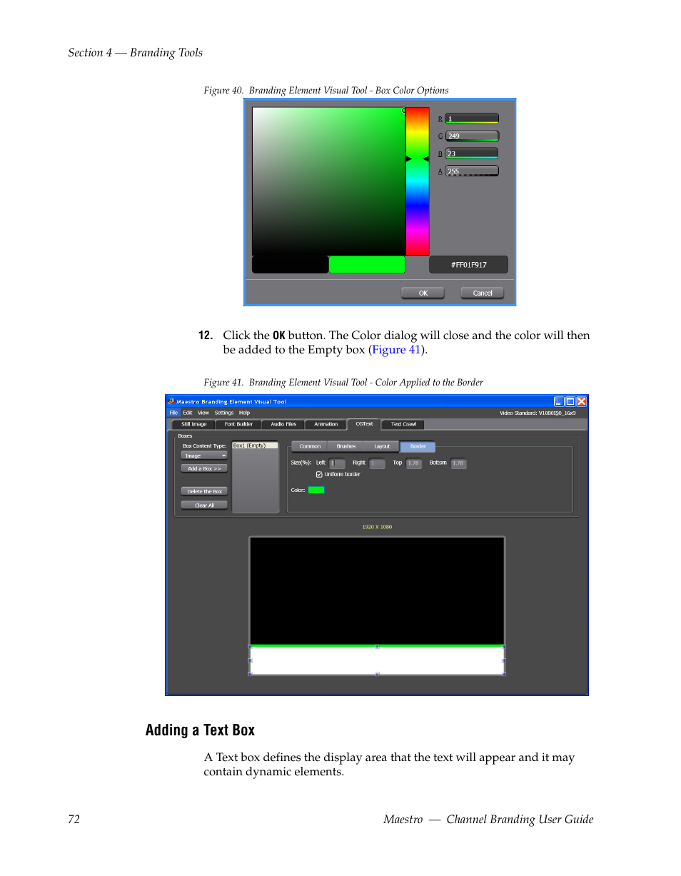 Adding a text box | Grass Valley Maestro Master Control v.1.7 User Manual | Page 76 / 234