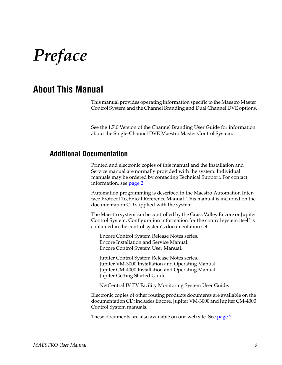 Grass Valley Maestro Master Control v.2.4.0 User Manual | Page 10 / 455