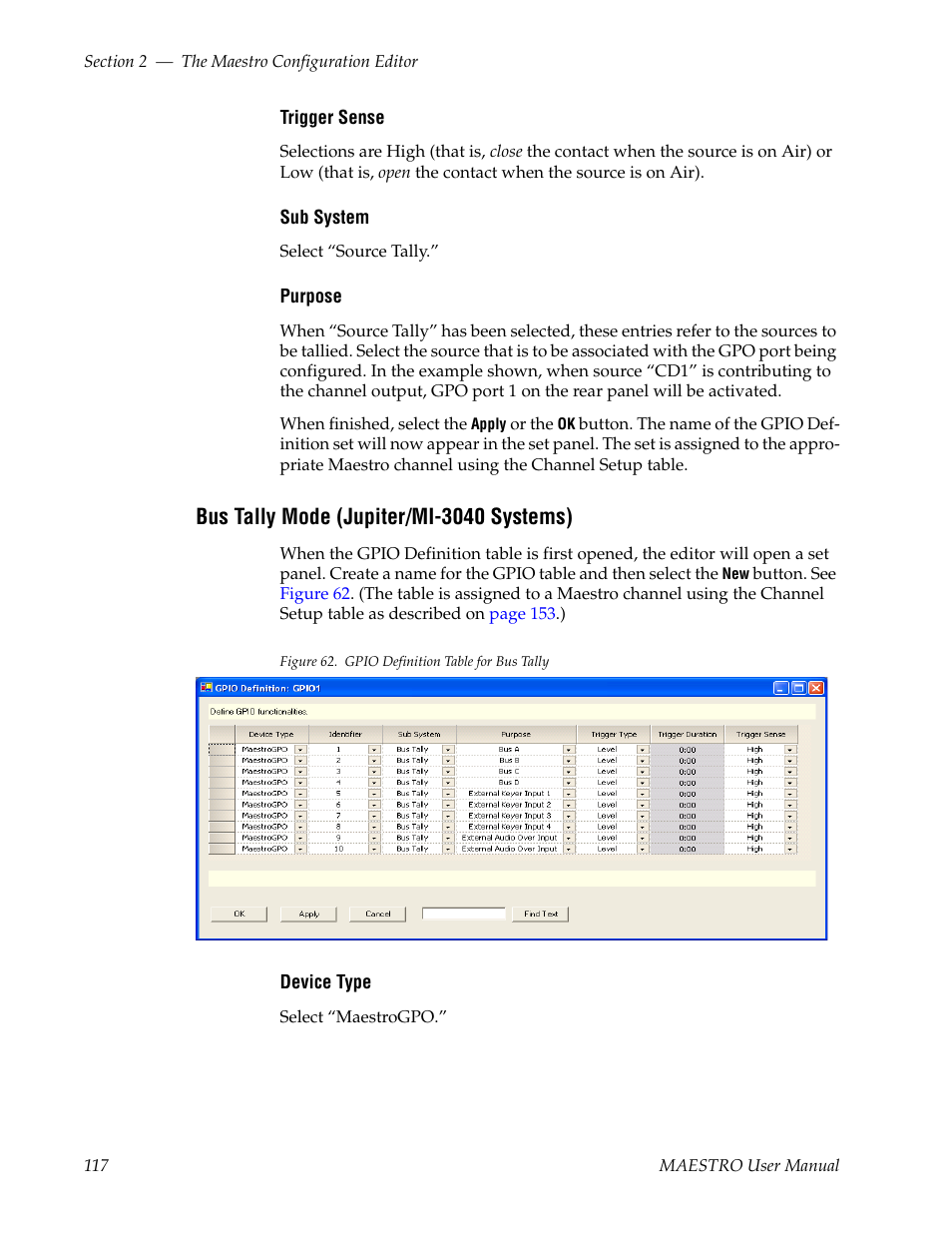 Bus tally mode (jupiter/mi-3040 systems) | Grass Valley Maestro Master Control v.2.4.0 User Manual | Page 121 / 455