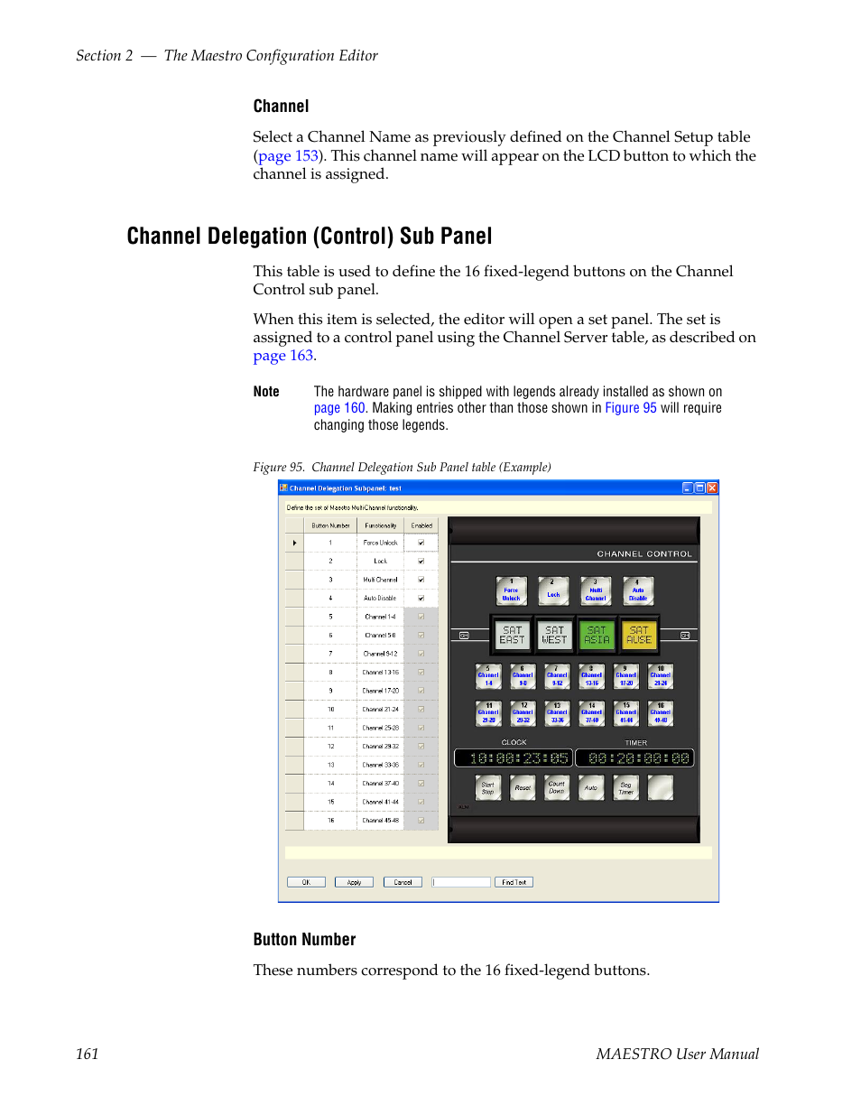 Channel delegation (control) sub panel | Grass Valley Maestro Master Control v.2.4.0 User Manual | Page 165 / 455