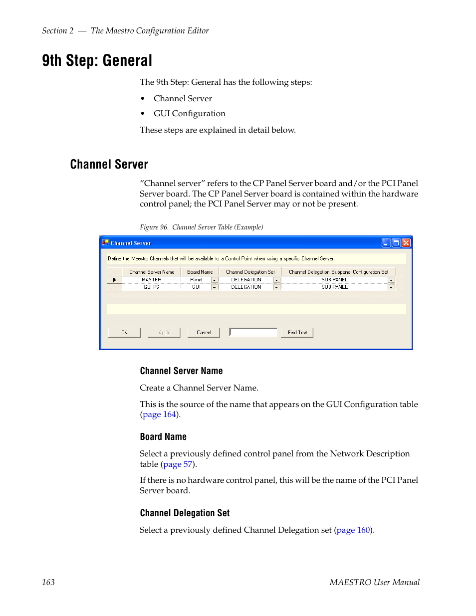 9th step: general, Channel server, And t | Grass Valley Maestro Master Control v.2.4.0 User Manual | Page 167 / 455