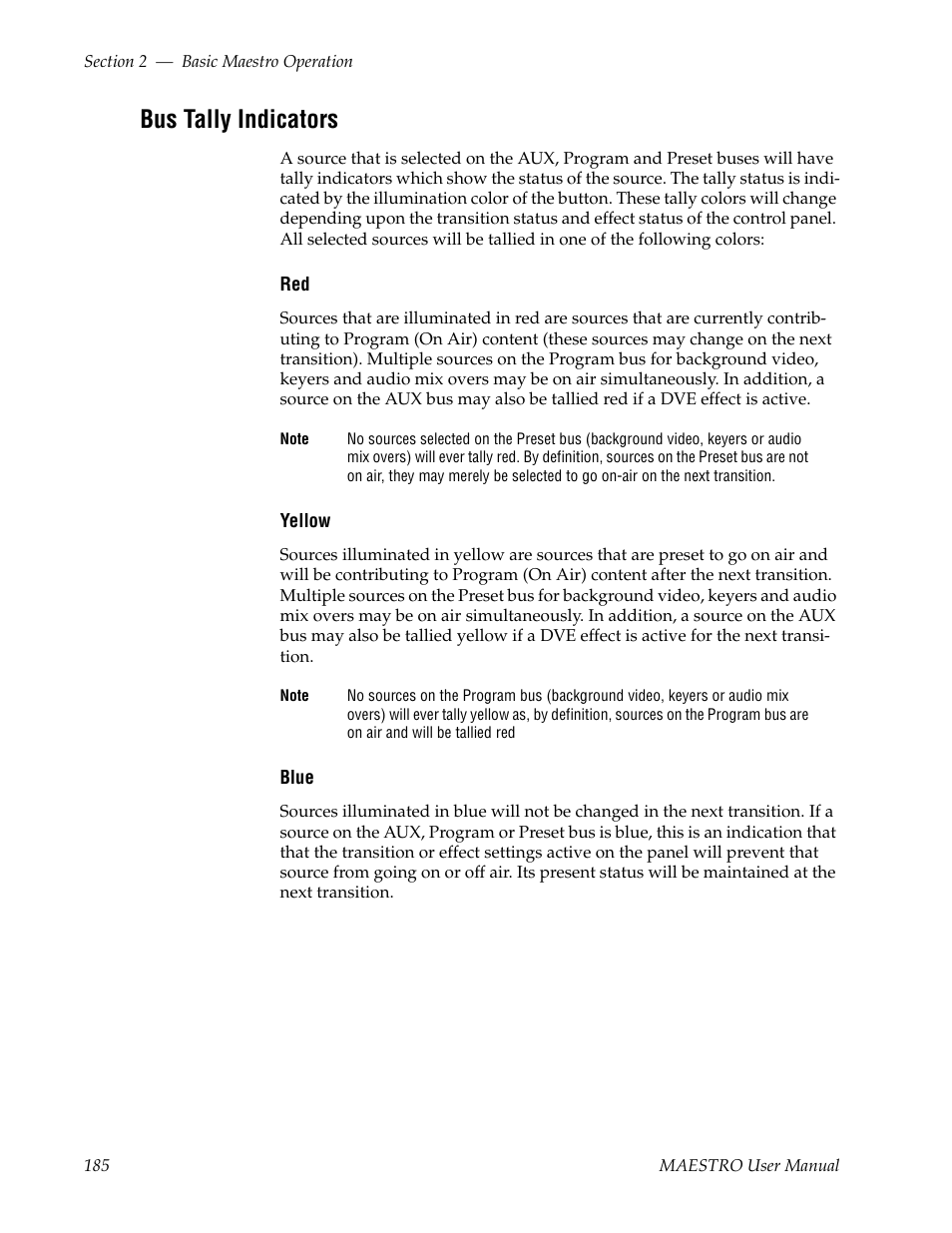 Bus tally indicators | Grass Valley Maestro Master Control v.2.4.0 User Manual | Page 189 / 455