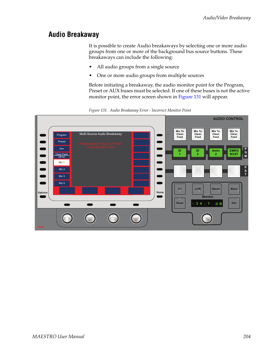 Audio breakaway, Maestro user manual 204 audio/video breakaway | Grass Valley Maestro Master Control v.2.4.0 User Manual | Page 208 / 455