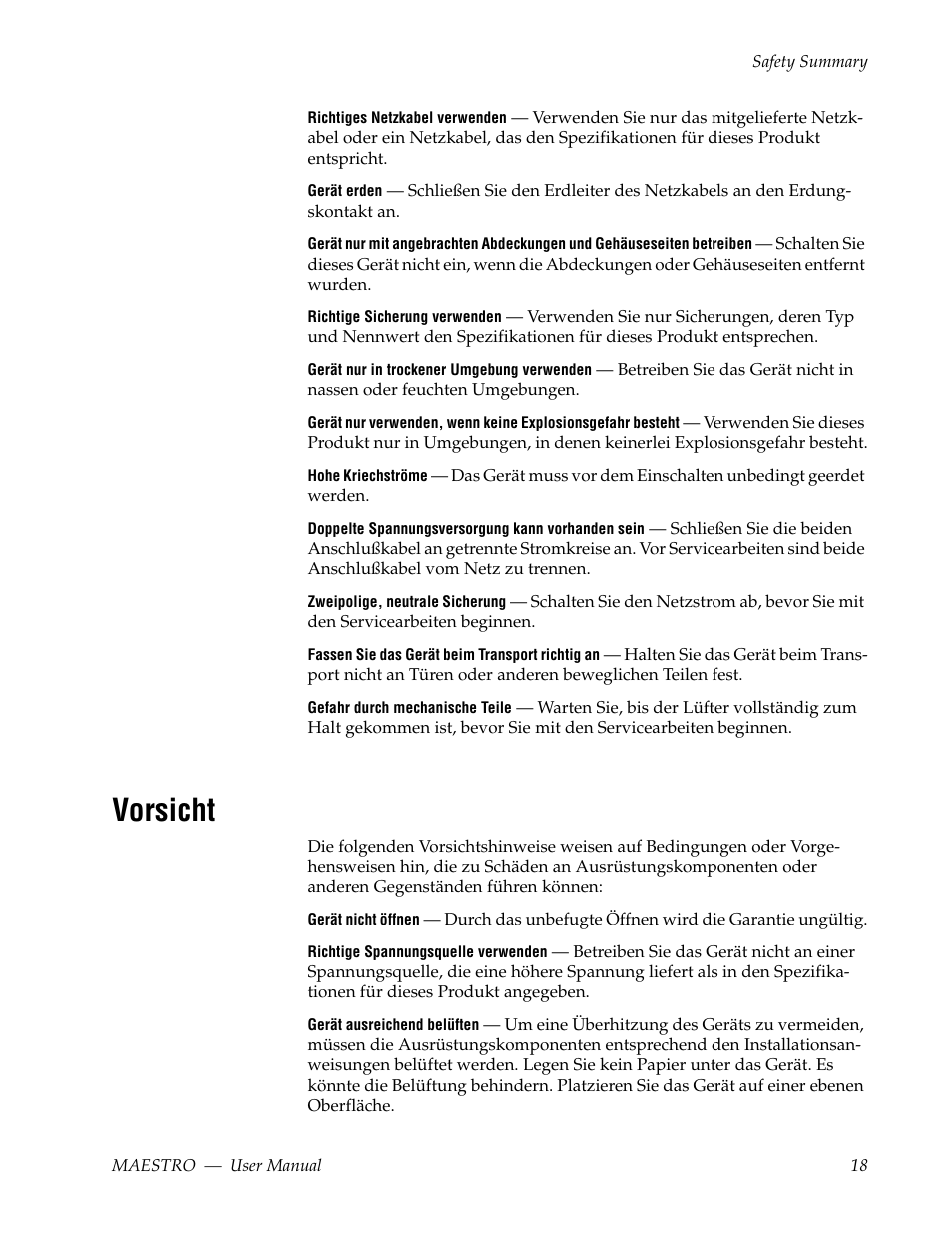 Vorsicht | Grass Valley Maestro Master Control v.2.4.0 User Manual | Page 22 / 455