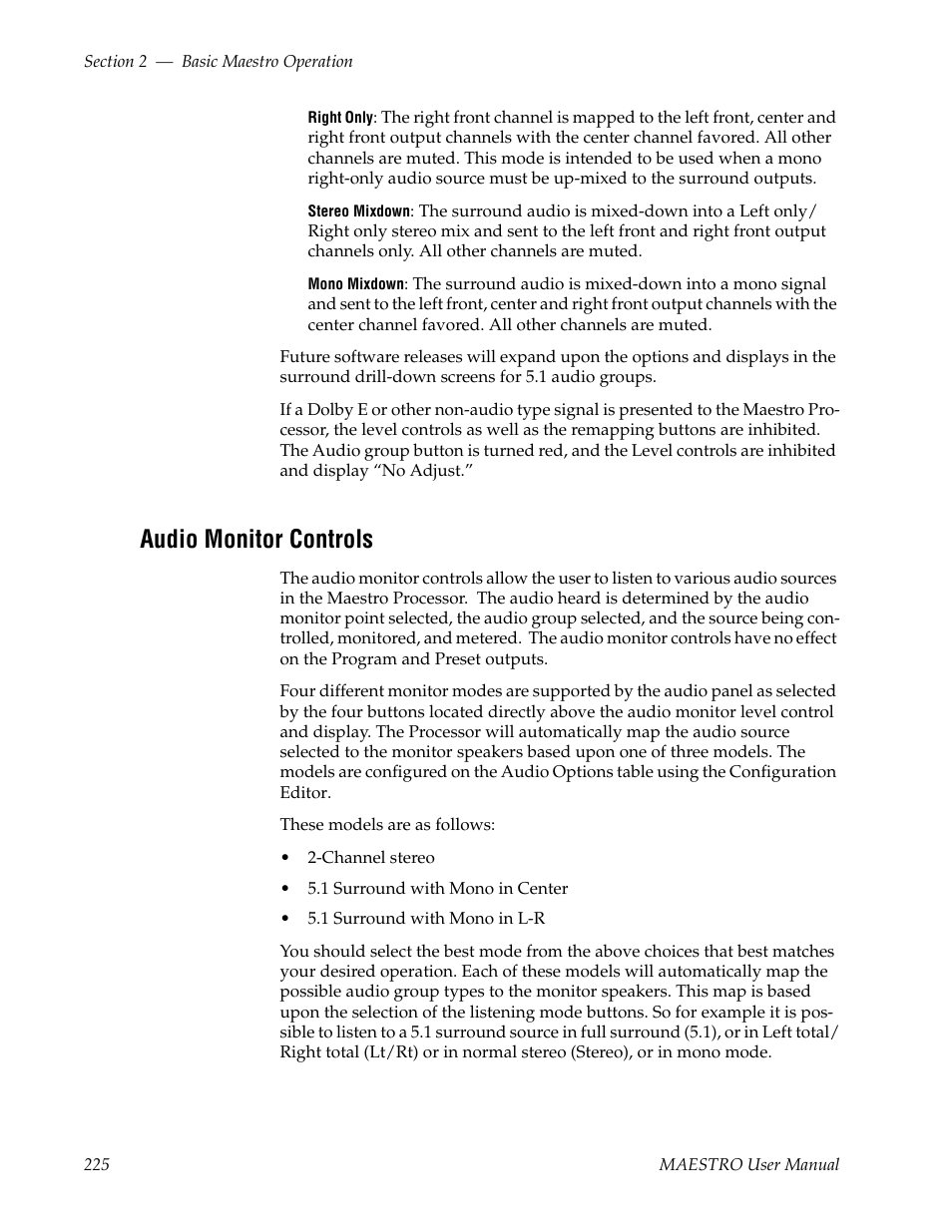 Audio monitor controls | Grass Valley Maestro Master Control v.2.4.0 User Manual | Page 229 / 455