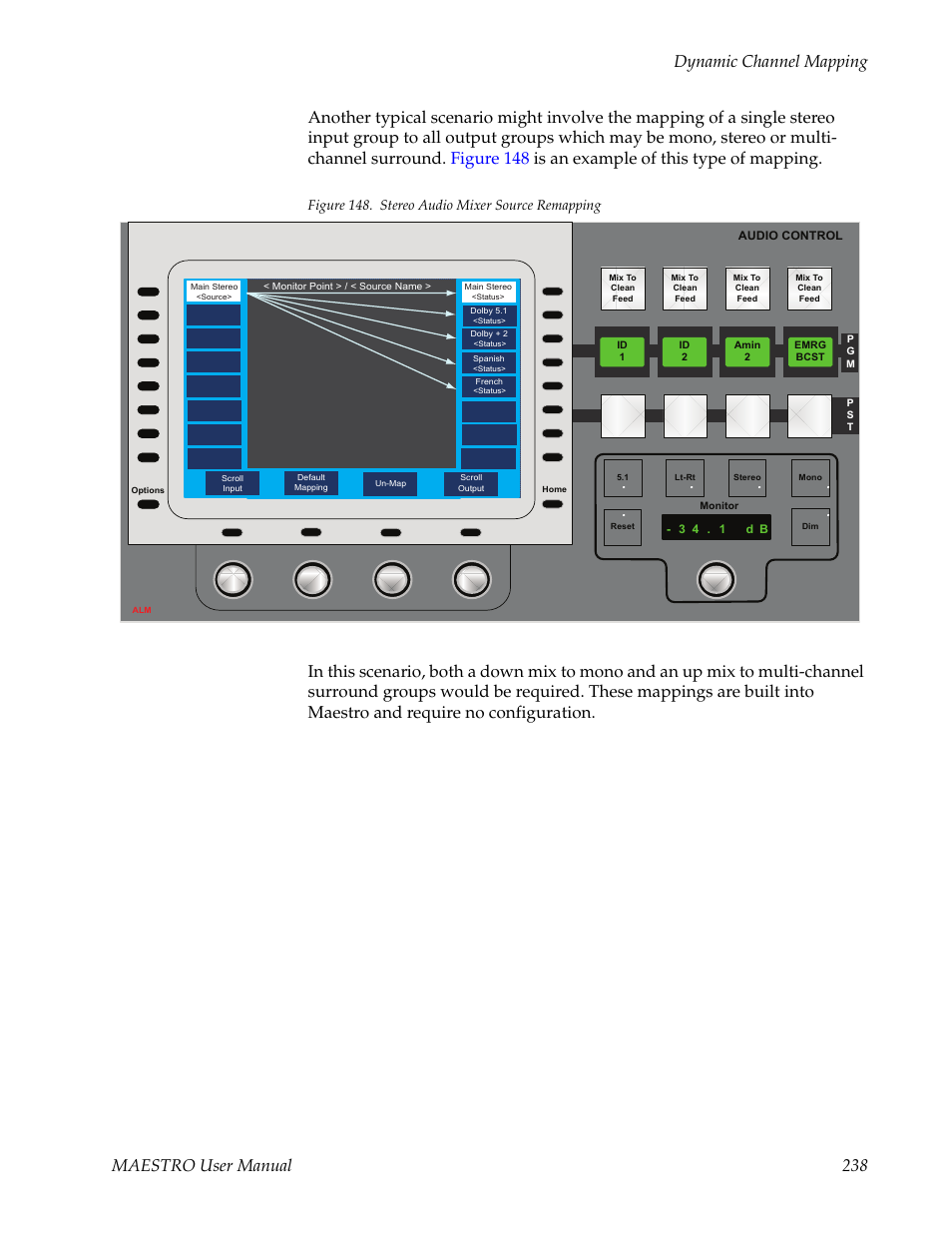 Maestro user manual 238 dynamic channel mapping, Figure 148. stereo audio mixer source remapping | Grass Valley Maestro Master Control v.2.4.0 User Manual | Page 242 / 455