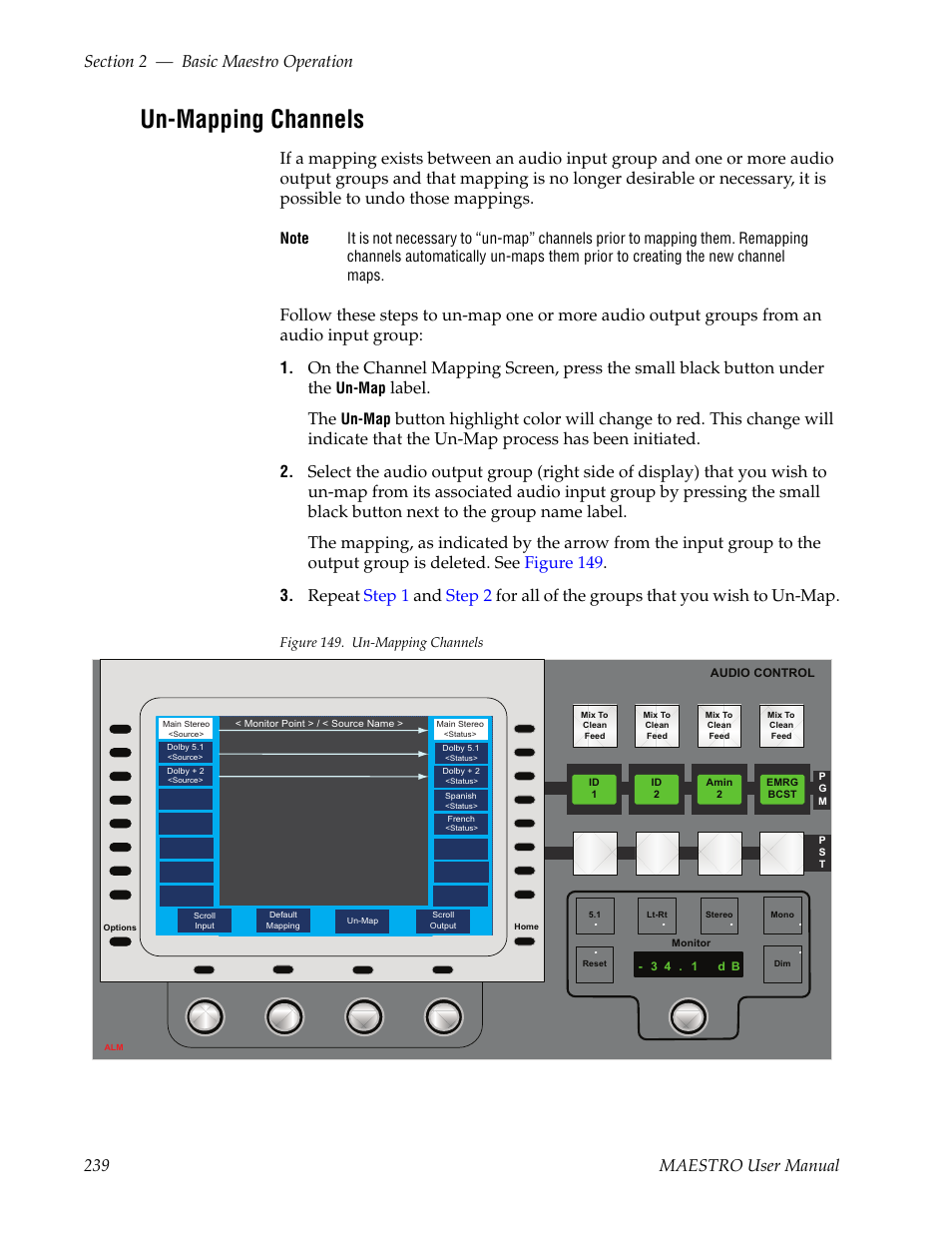 Un-mapping channels, Label. the, Un-map | Grass Valley Maestro Master Control v.2.4.0 User Manual | Page 243 / 455