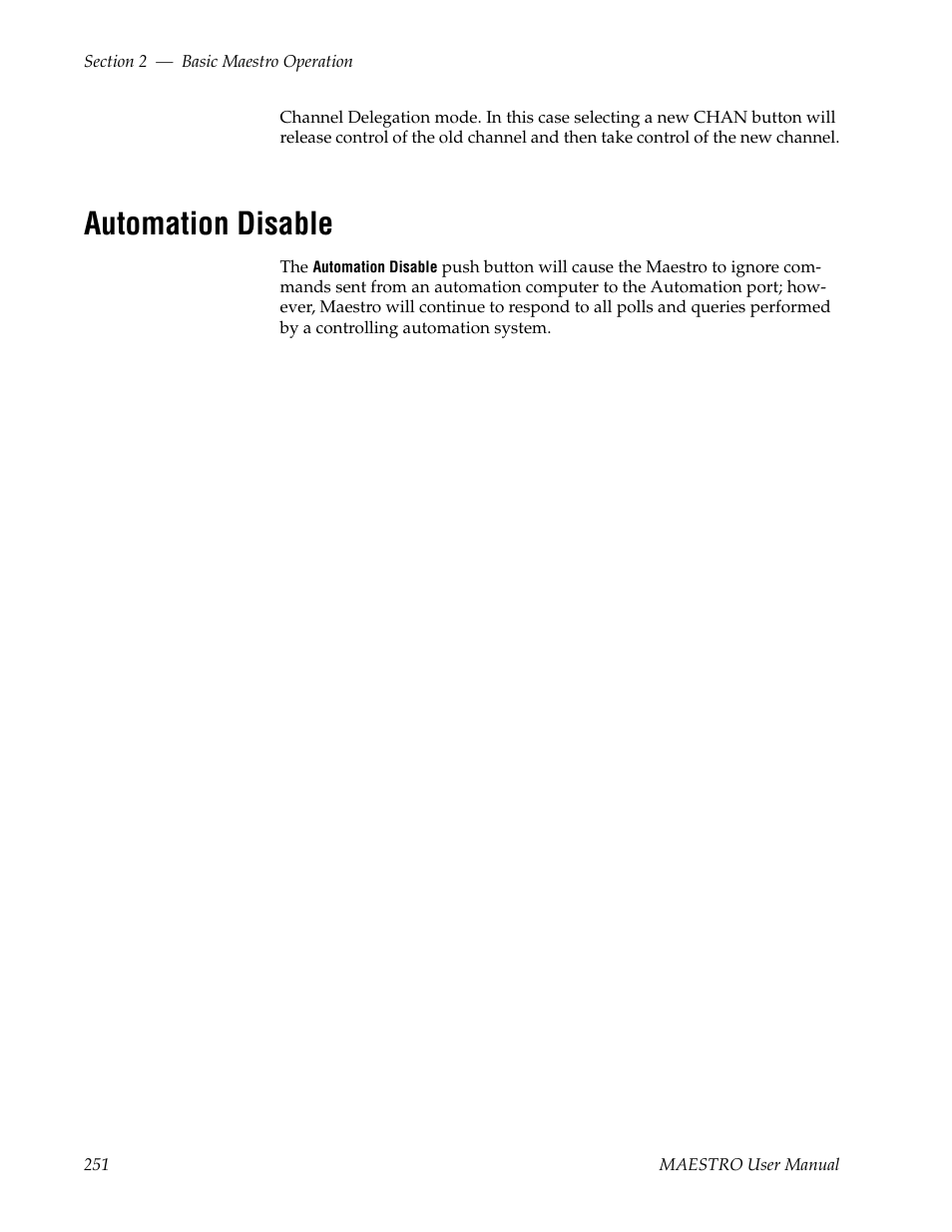 Automation disable | Grass Valley Maestro Master Control v.2.4.0 User Manual | Page 255 / 455