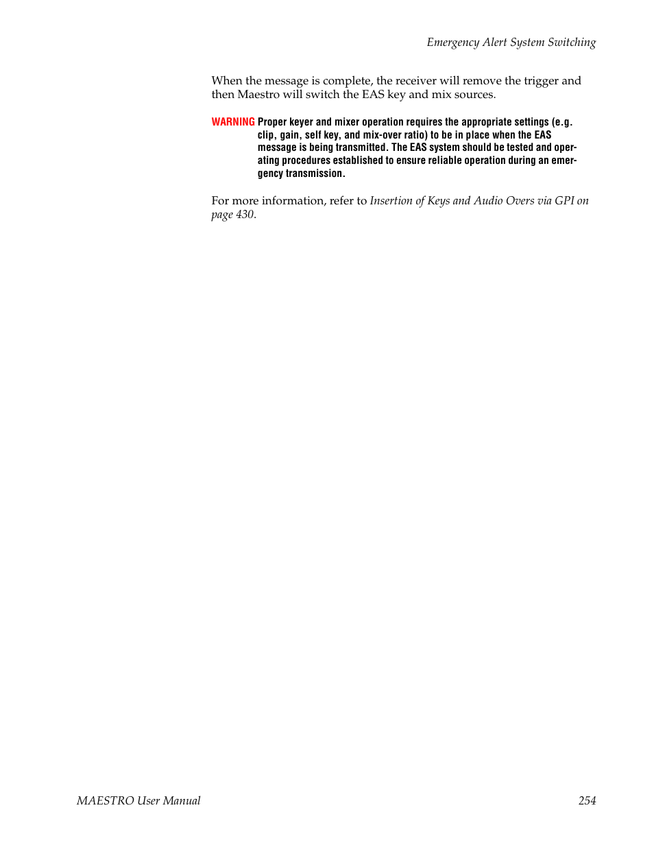 Grass Valley Maestro Master Control v.2.4.0 User Manual | Page 258 / 455