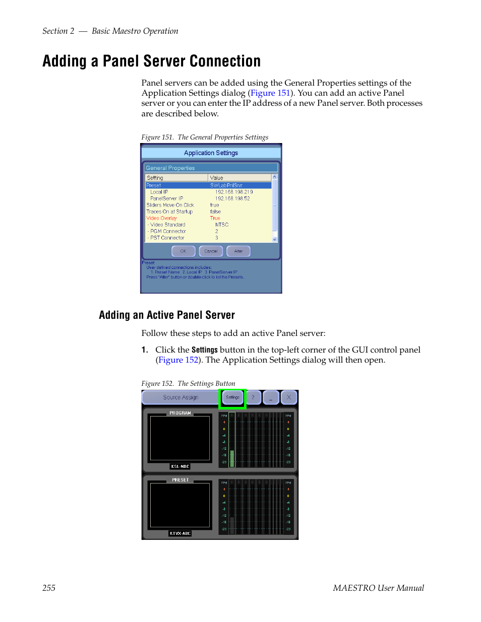 Adding a panel server connection, Adding an active panel server | Grass Valley Maestro Master Control v.2.4.0 User Manual | Page 259 / 455