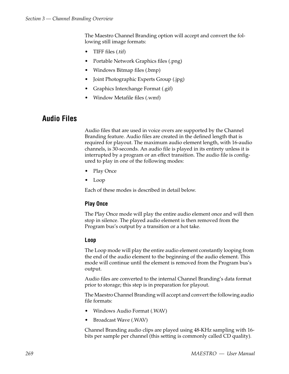 Audio files | Grass Valley Maestro Master Control v.2.4.0 User Manual | Page 273 / 455