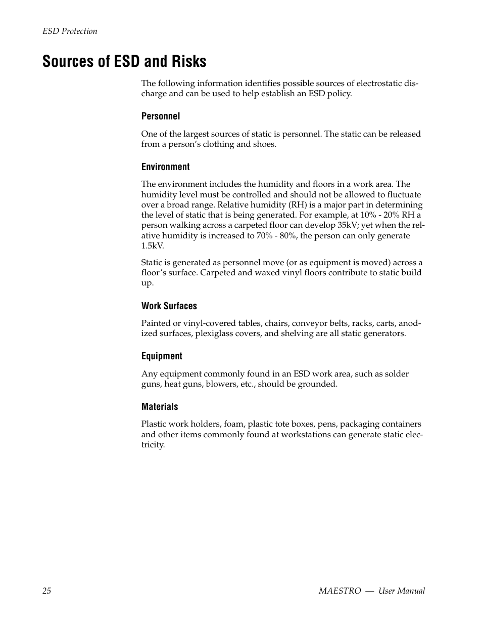 Sources of esd and risks | Grass Valley Maestro Master Control v.2.4.0 User Manual | Page 29 / 455