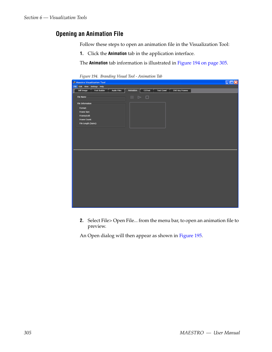 Opening an animation file | Grass Valley Maestro Master Control v.2.4.0 User Manual | Page 309 / 455