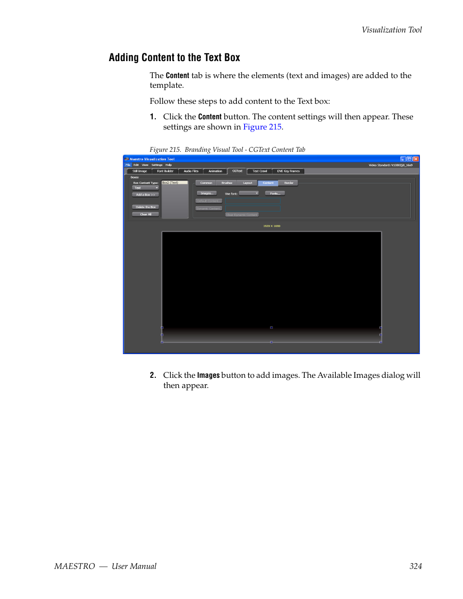 Adding content to the text box | Grass Valley Maestro Master Control v.2.4.0 User Manual | Page 328 / 455