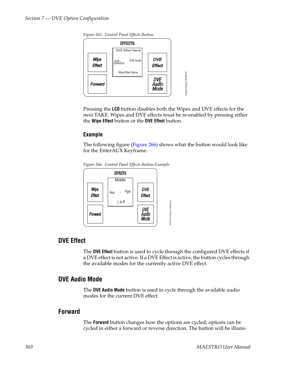 Dve effect, Dve audio mode, Forward | Figure 265 | Grass Valley Maestro Master Control v.2.4.0 User Manual | Page 373 / 455