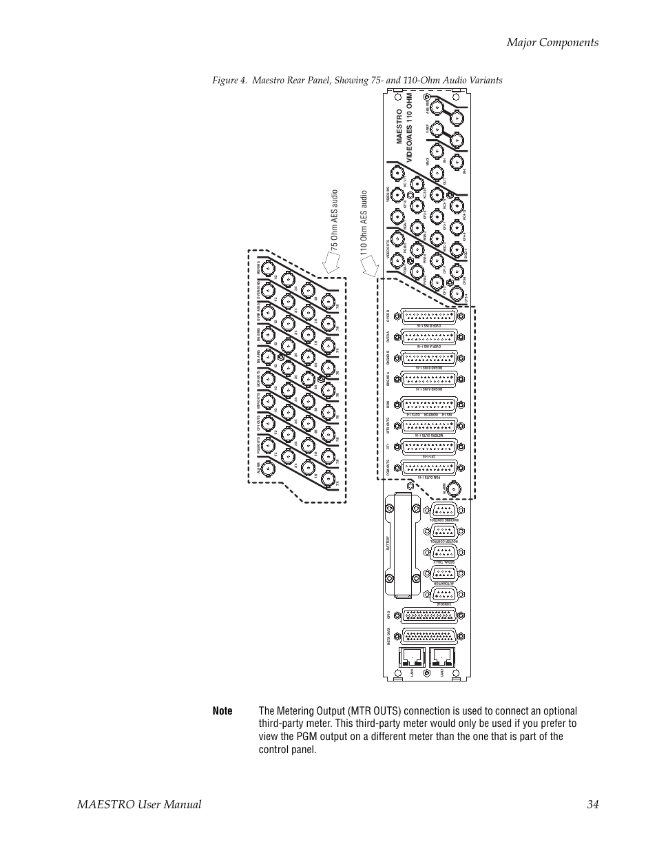 Maestro user manual 34 major components, Video/aes 110 ohm maestro | Grass Valley Maestro Master Control v.2.4.0 User Manual | Page 38 / 455