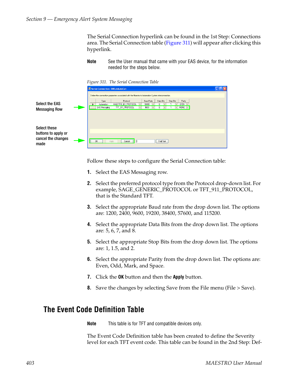 The event code definition table, Figure 311 | Grass Valley Maestro Master Control v.2.4.0 User Manual | Page 407 / 455