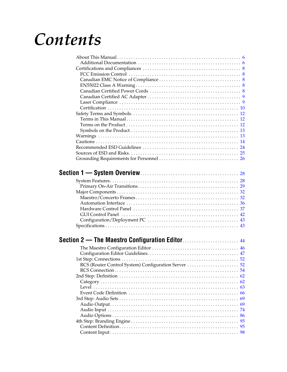 Grass Valley Maestro Master Control v.2.4.0 User Manual | Page 5 / 455