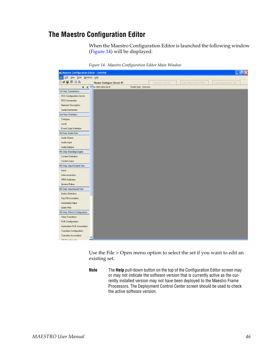 The maestro configuration editor | Grass Valley Maestro Master Control v.2.4.0 User Manual | Page 50 / 455