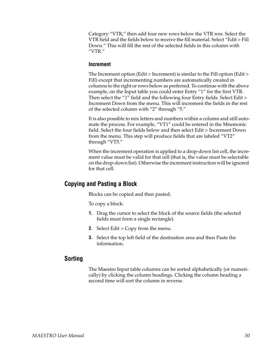 Copying and pasting a block, Sorting | Grass Valley Maestro Master Control v.2.4.0 User Manual | Page 54 / 455