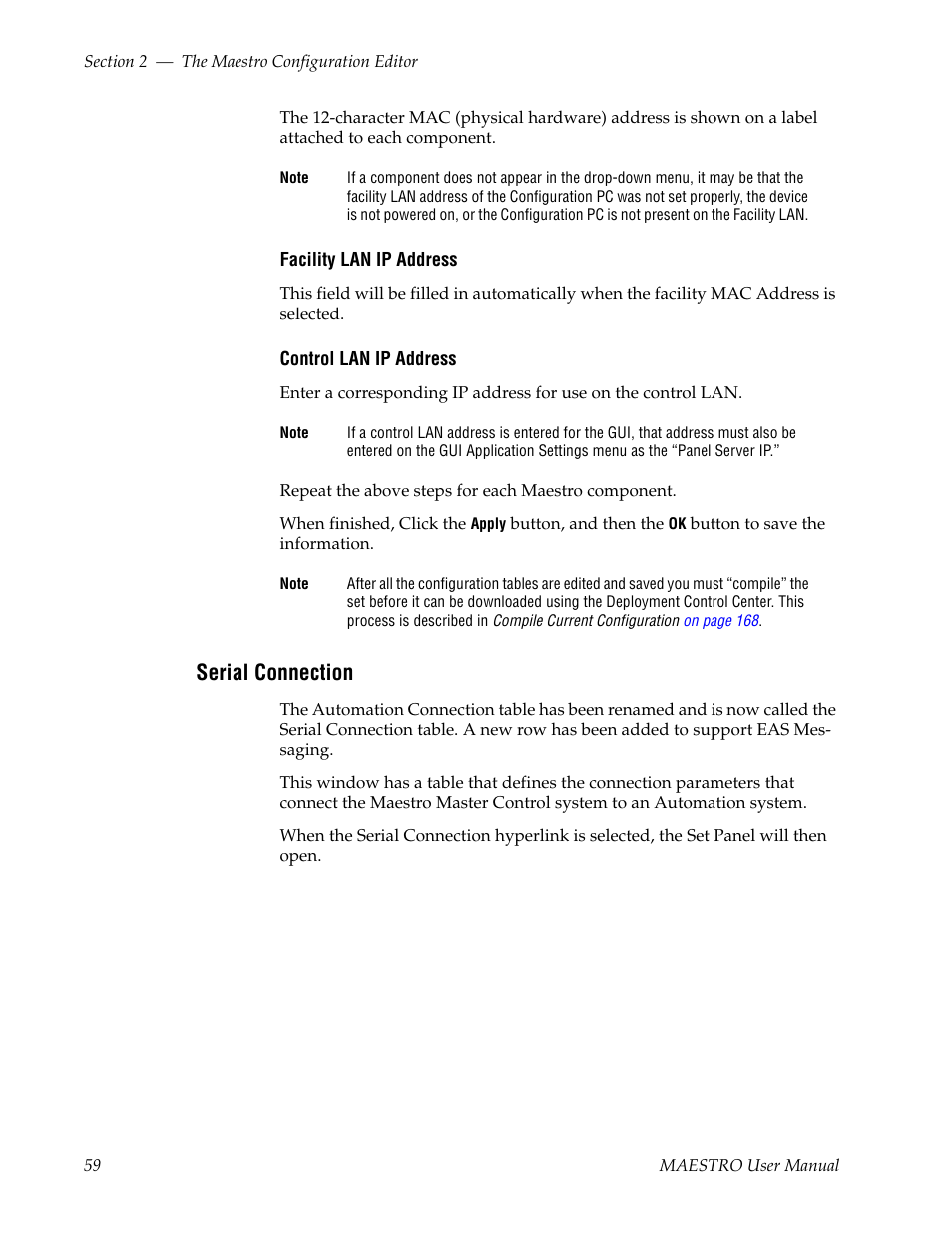 Serial connection | Grass Valley Maestro Master Control v.2.4.0 User Manual | Page 63 / 455