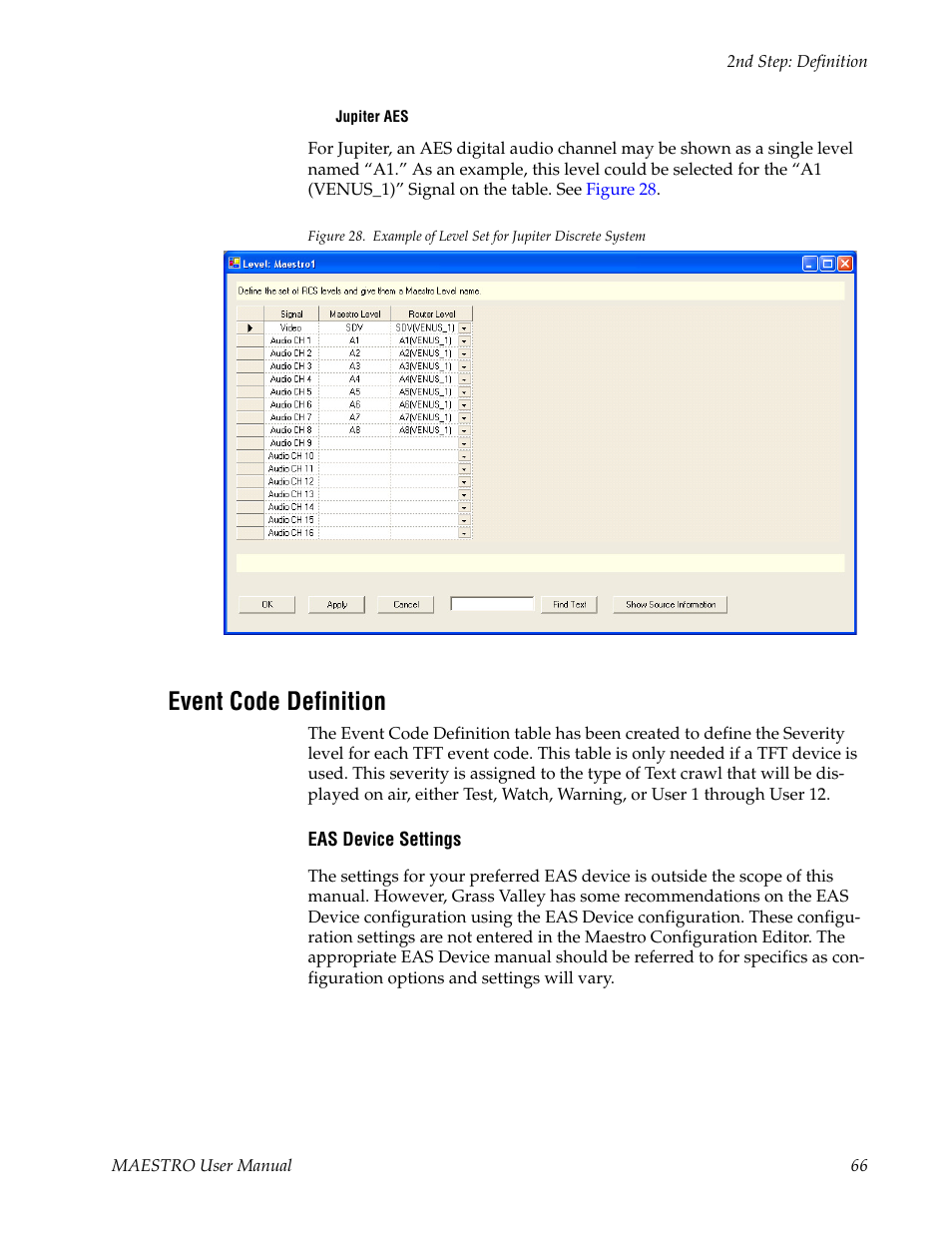 Event code definition | Grass Valley Maestro Master Control v.2.4.0 User Manual | Page 70 / 455