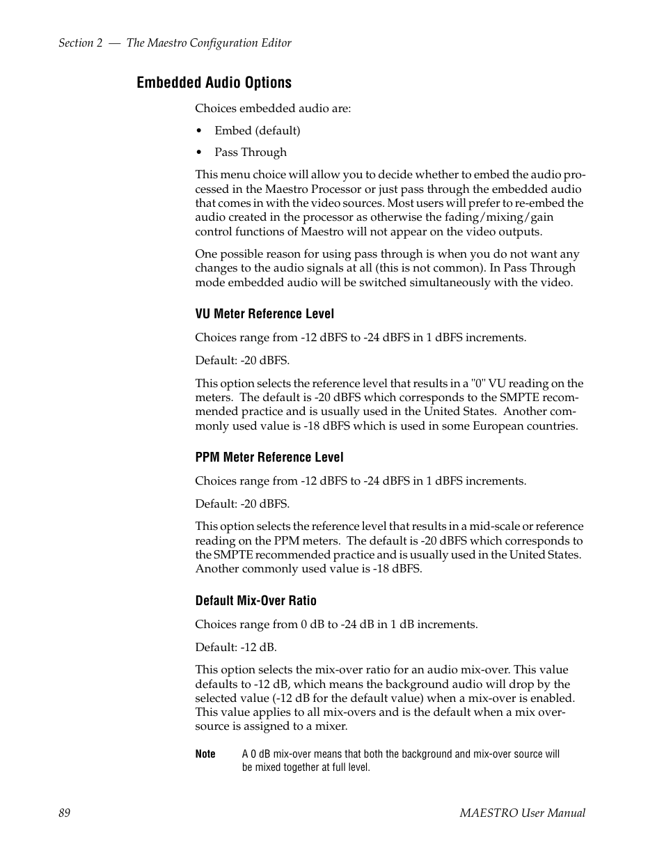 Embedded audio options | Grass Valley Maestro Master Control v.2.4.0 User Manual | Page 93 / 455